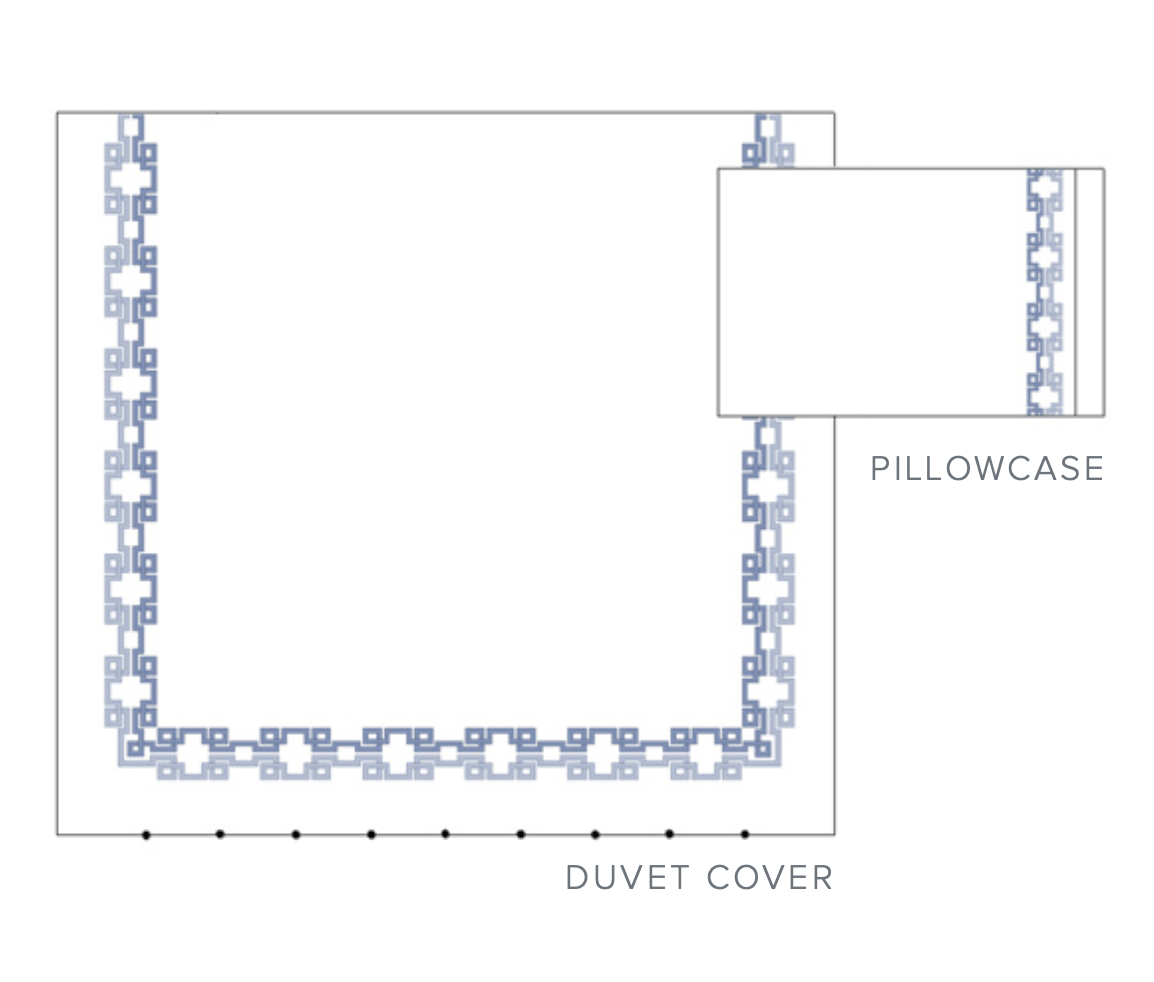 Carrara Embroidered Bedding - Layout 2 -Dea Fine Linens