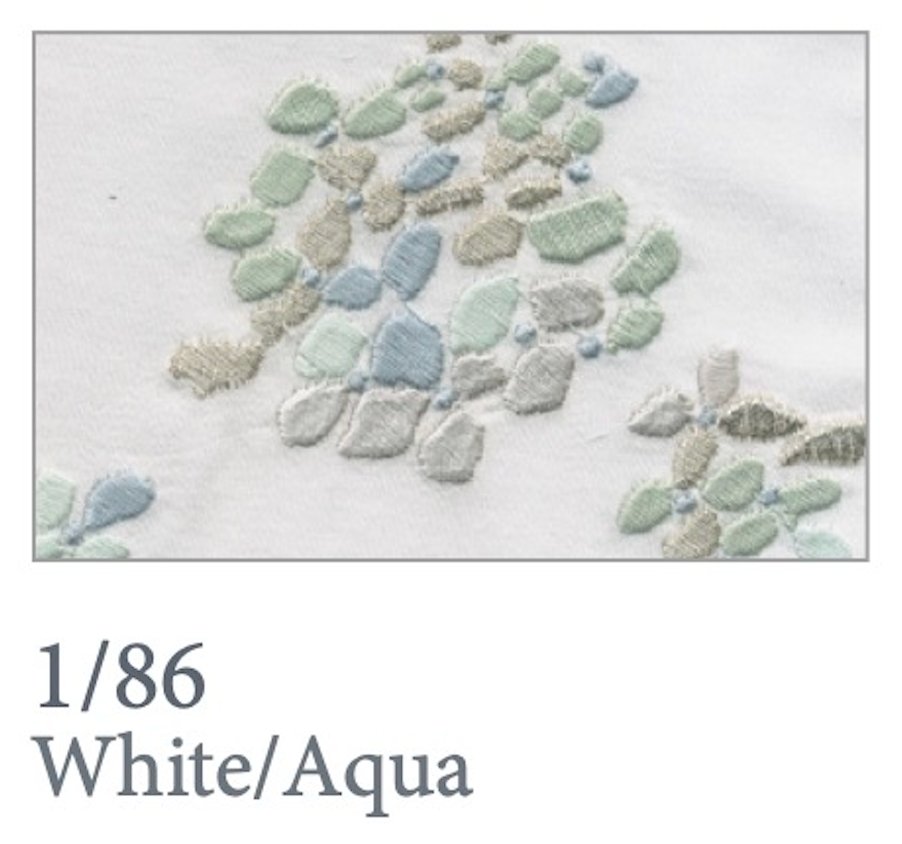 Dea Linens Ibla Embroidery Swatch - Custom Bedding - Aqua 86 - Fig Linens and Home