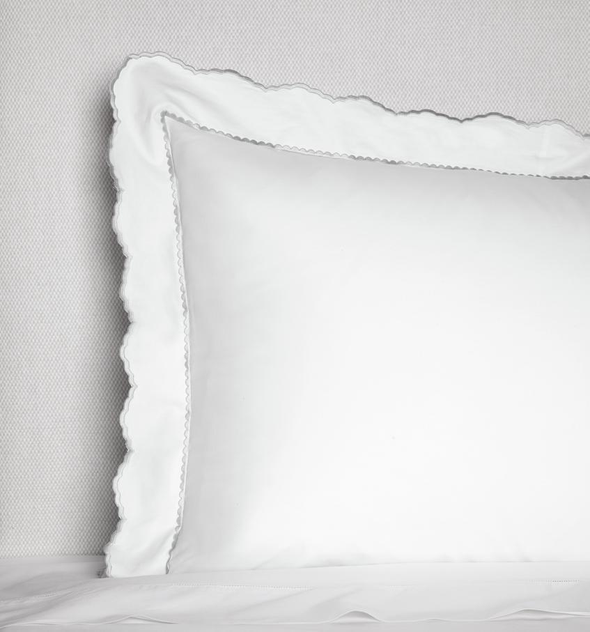 Fig Linens - Pettine White and Tin Sham by Sferra