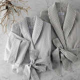 Matouk Matteo Bathrobe - Cotton Seersucker striped robe - Fig Linens and Home