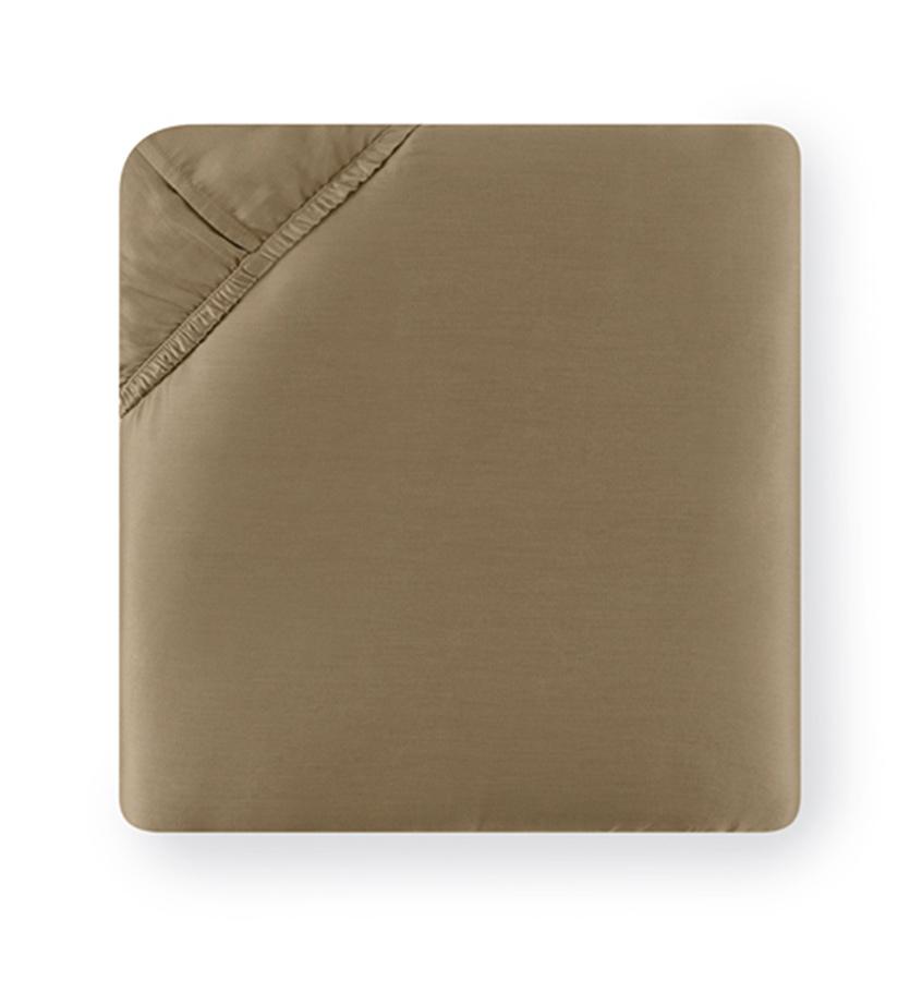 Fig Linens - Giotto Collection Sheeting by Sferra - Dark khaki fitted sheet