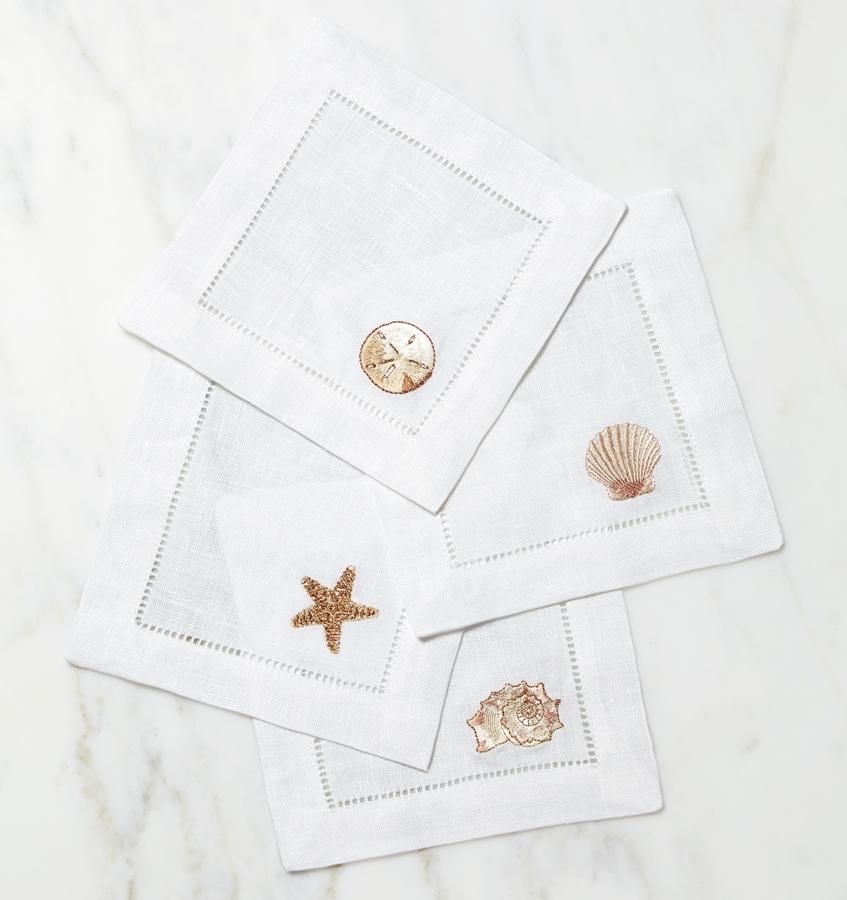 Fig Linens - Beach themed cocktail napkins - Sferra