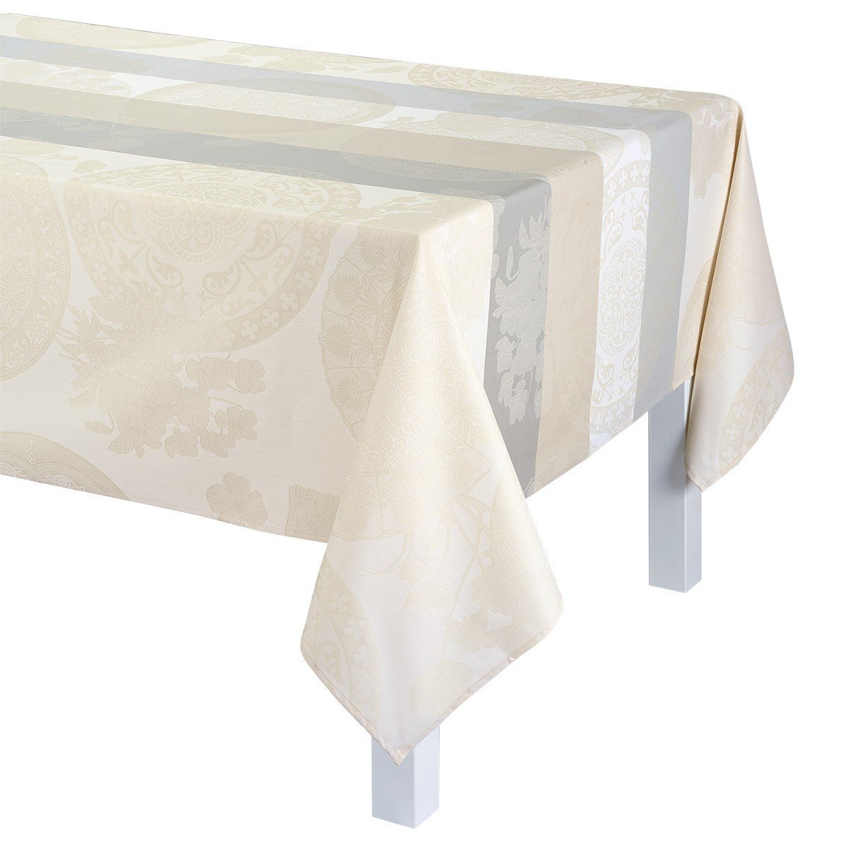 Le Jacquard Français Table Linen Fleurs Gourmandes Chalk Fig Linens Tablecloth