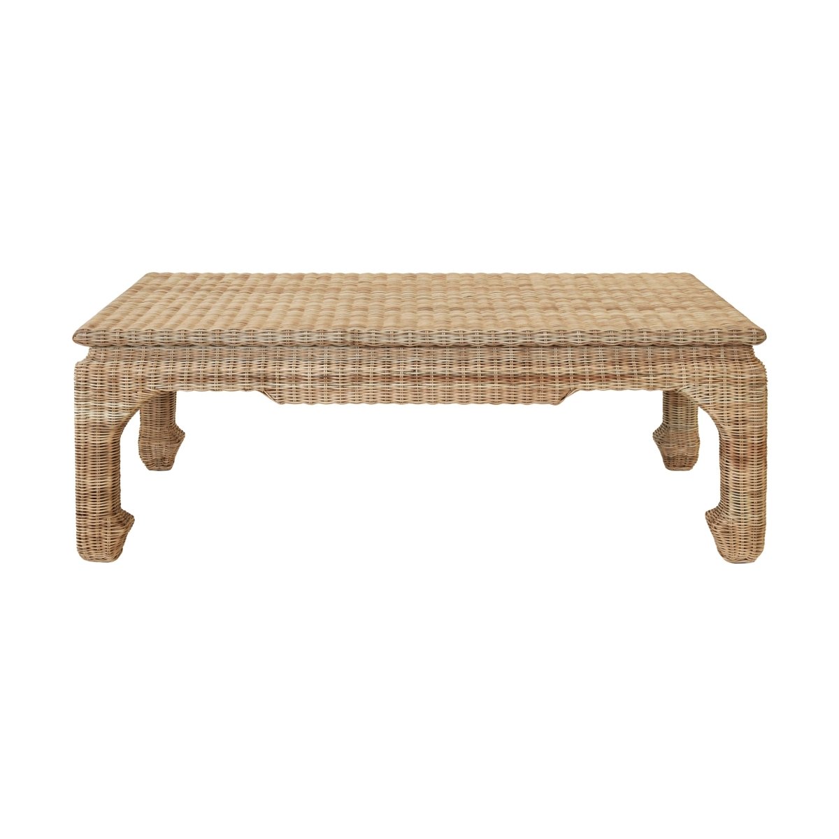 Coffee Table Straight View - Guinevere Rattan Coffee Table | Worlds Away Home Decor