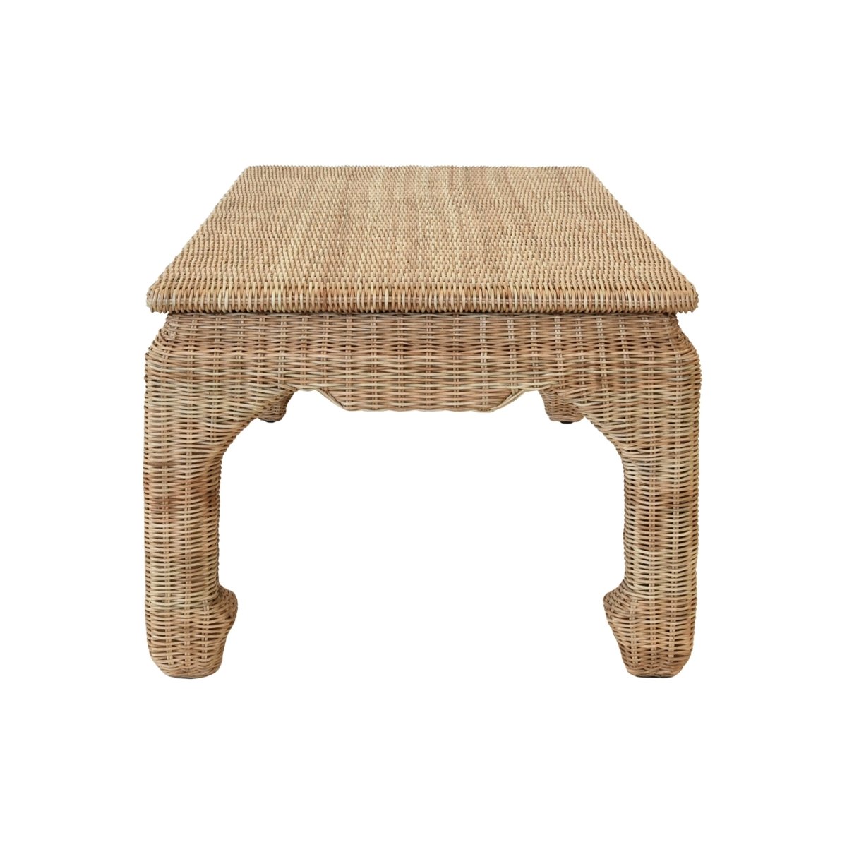 Coffee Table Side View - Guinevere Rattan Coffee Table | Worlds Away Home Decor