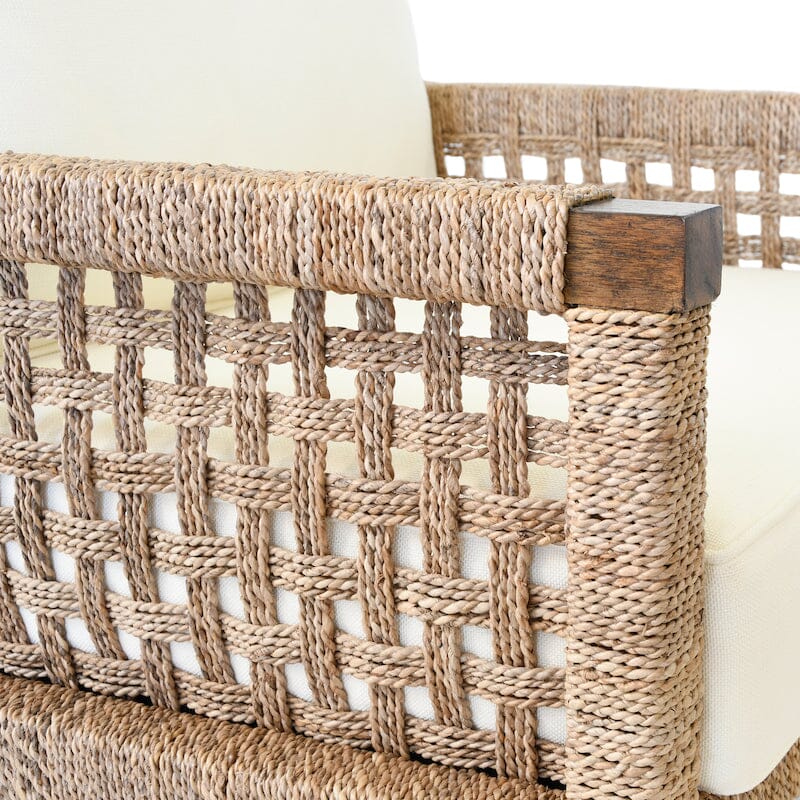 Harmon Seagrass Club Chair Detail of Rattan | Worlds Away Sun Room, Beach House or Florida Furniture