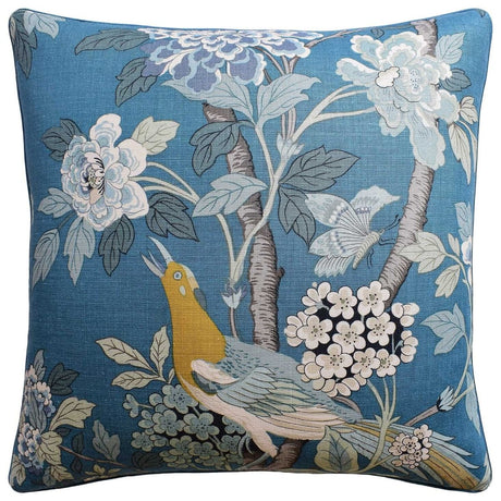 Hydrangea Bird Teal - Throw Pillow by Ryan Studio - GP and J Baker Fabric