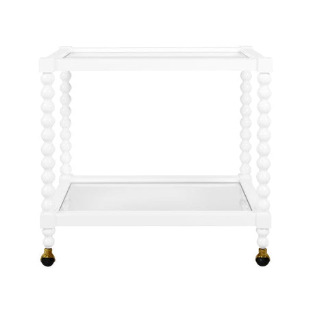 Bar Cart - Isadore White Lacquer Bar Cart by Worlds Away at Fig Linens and Home