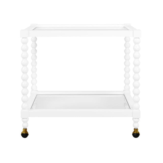 Bar Cart - Isadore White Lacquer Bar Cart by Worlds Away at Fig Linens and Home