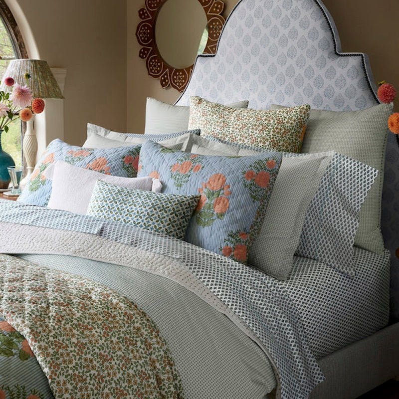 John Robshaw Bedding - Cala Sage Green Organic Cotton Sheets at Fig Linens and Home