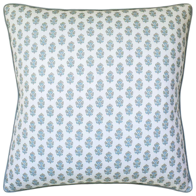 Julia Beige Spa Blue - Throw Pillow by Ryan Studio