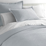 Juliet Barely Blue Coverlet and Pillow Sham on Bed - Peacock Alley Bedding at Fig Linens and Home