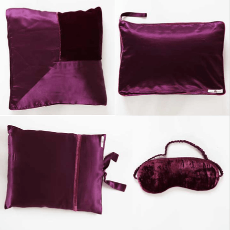 Kumi Kookoon Velvet Travel Set Fig Linens Merlot