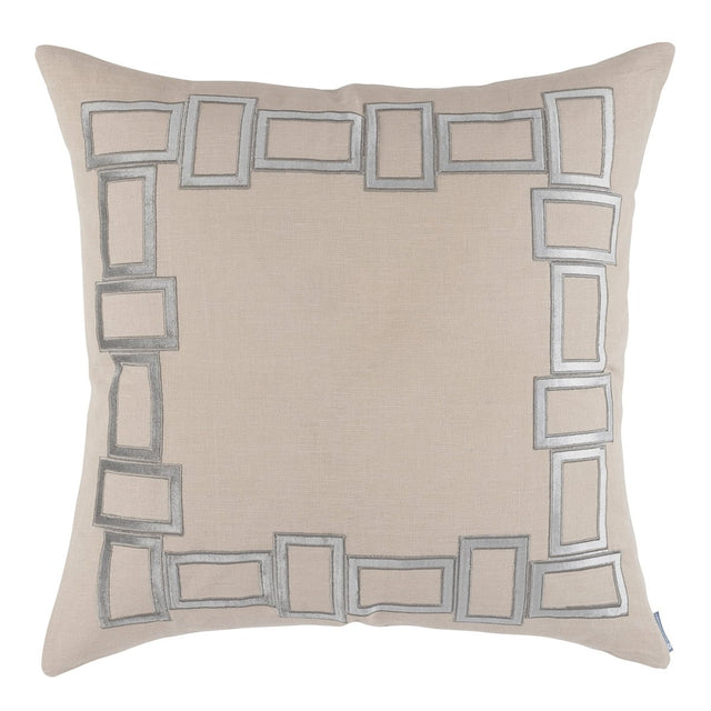 Lili Alessandra Peru Euro Border Pillow Dark Sand / Platinum 28x28