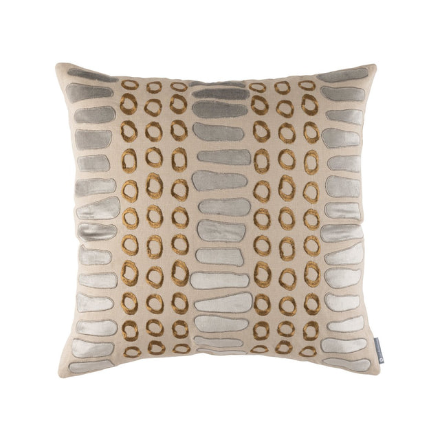 Lili Alessandra Peru Square Pillow Dark Sand / Platinum / Gold 24x24