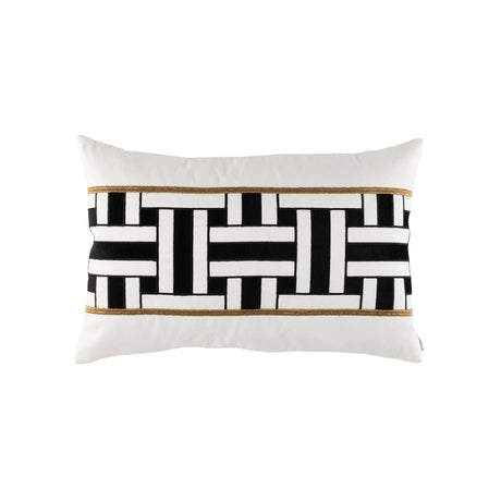 Lili Alessandra Tommy Sm Rectangle Pillow Ivory / Black / Gold 14x22