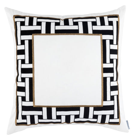 Lili Alessandra Tommy Euro Border Pillow Ivory / Black / Gold 28x28