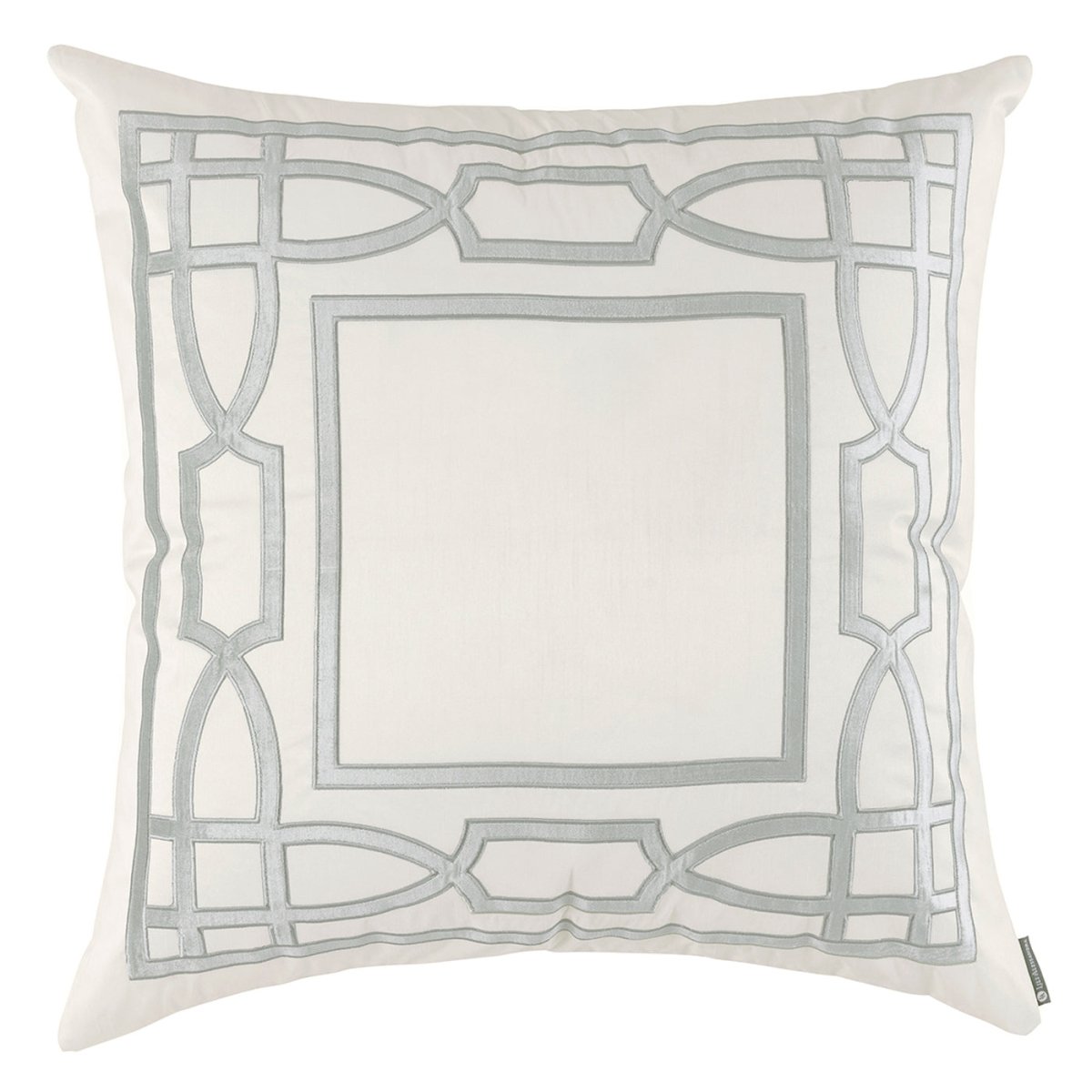 Lili Alessandra Trey Euro Border Pillow Ivory / Aquamarine 28x28