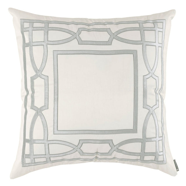 Lili Alessandra Trey Euro Border Pillow Ivory / Aquamarine 28x28