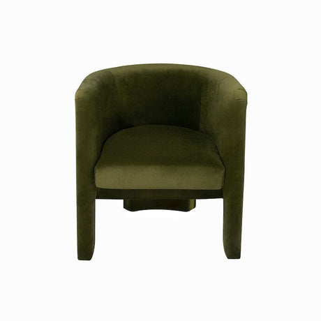 Barrel Chair Front - Worlds Away Lansky Olive Green Small Chair at Fig Linens and Home