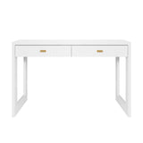 Worlds Away Larkin Desk in White Matte Lacquer - Front View - Fig Linens and Home