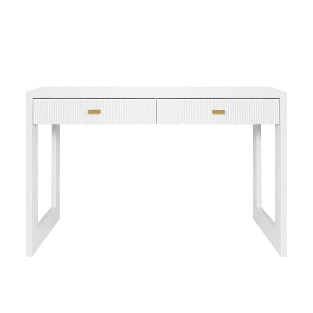 Worlds Away Larkin Desk in White Matte Lacquer - Front View - Fig Linens and Home