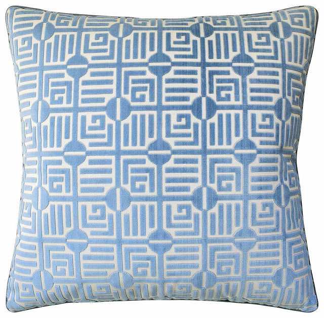 Labyrinth Velvet Blue - Throw Pillow by Ryan Studio