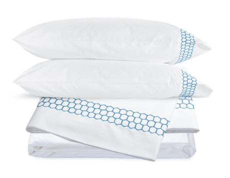 Liana Ocean Blue Sheet Set | Matouk Percale Cotton Sheets