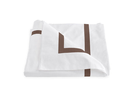 Lowell Mocha Duvet Cover | Matouk Percale Bedding