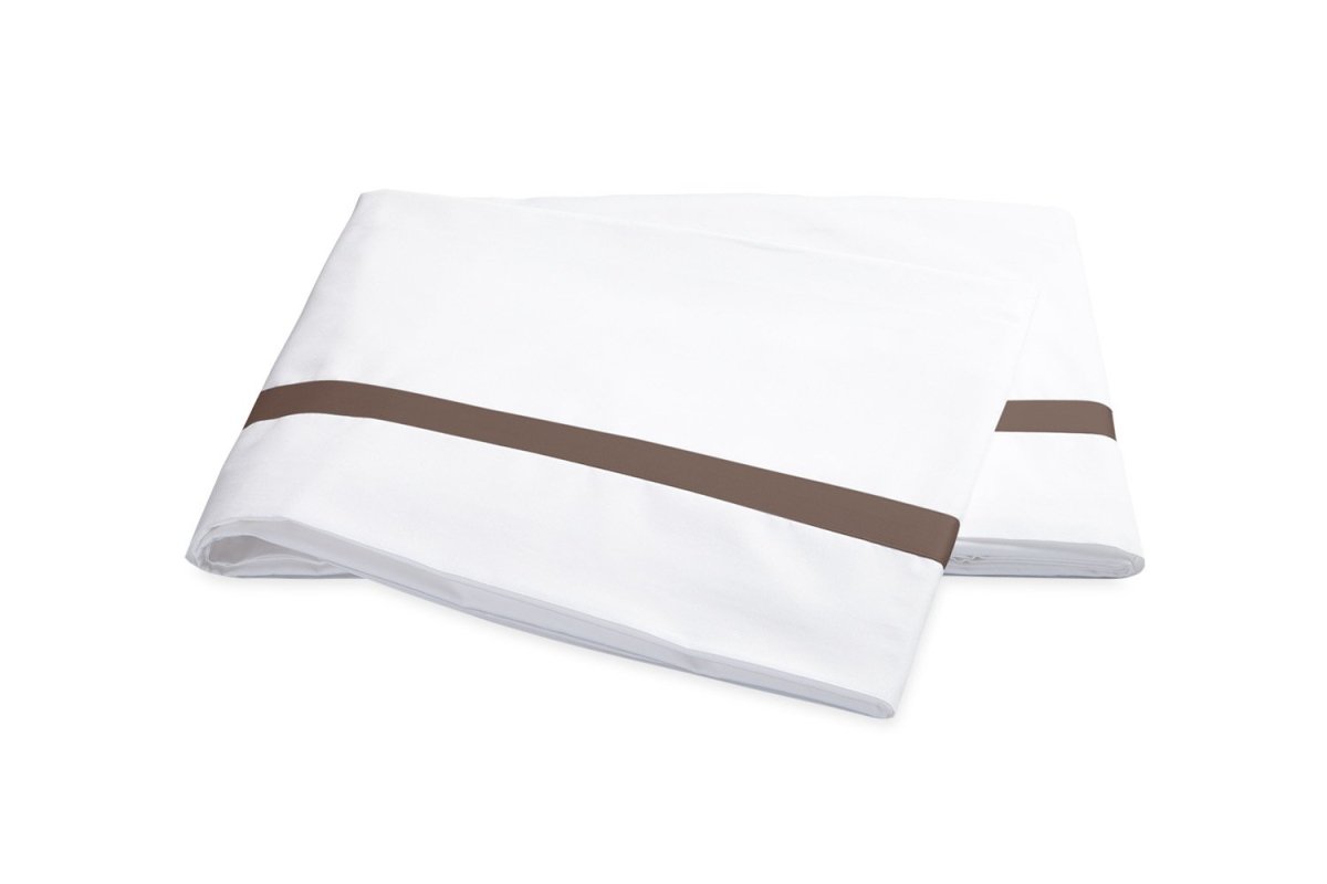 Lowell Mocha Flat Sheet | Matouk Percale Bedding