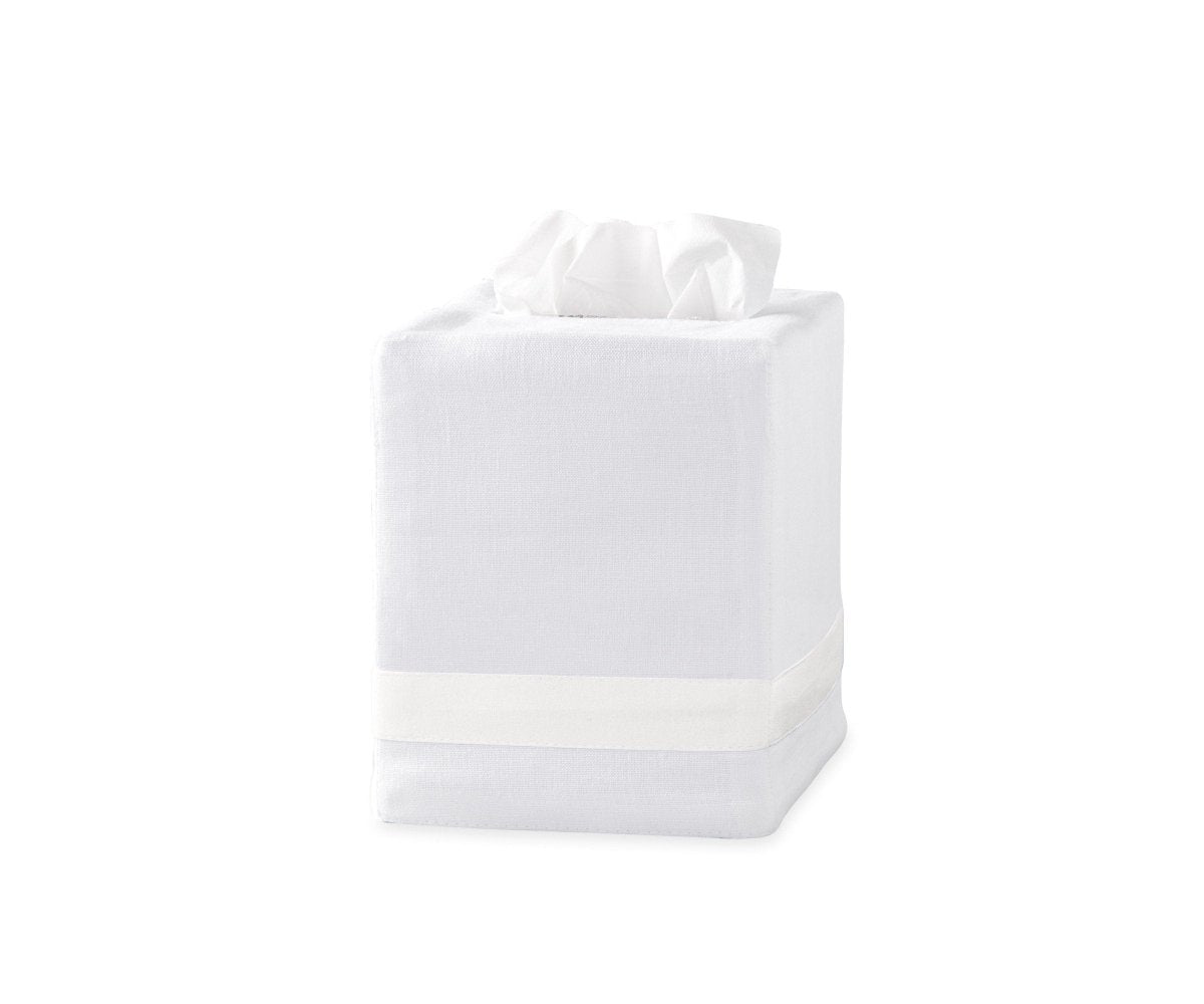 Lowell Tissue Box Cover in Bone | Matouk at Fig Linens