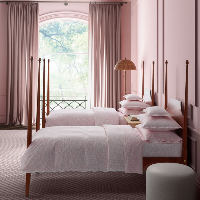 Matouk Margot Blush Pink Bedding | Fig Linens and Home - shown on Twin Beds