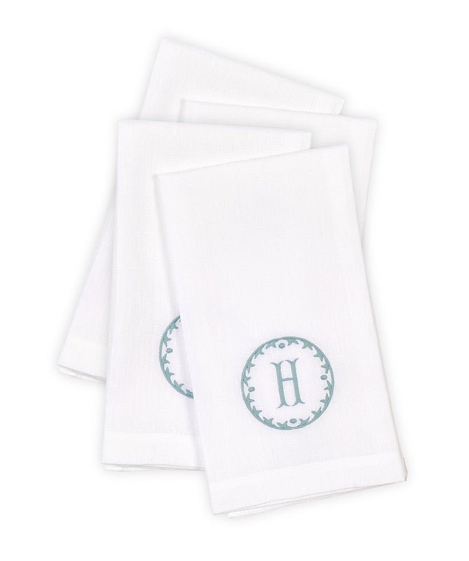 Matouk Carta Linens Guest Towels - Monogrammed in Letter H