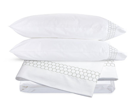 Liana Silver Sheet Set | Matouk Percale Cotton Sheets