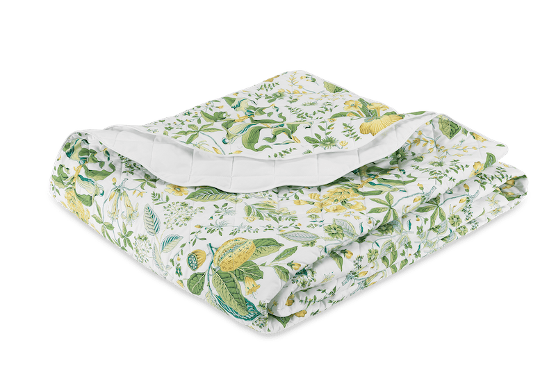 Matouk Schumacher Pomegranate Citrus Quilted Coverlet - Fig Linens