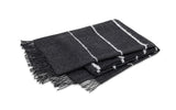 Throw Blanket - Amelia Stripe Charcoal Grey Throw by Matouk - Folded