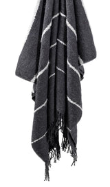 Throw Blanket - Amelia Stripe Charcoal Grey Throw by Matouk - Hanging