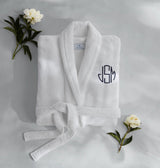 Matouk Robe - White Milagro Bathrobe shown with Monogram at Fig Linens and Home