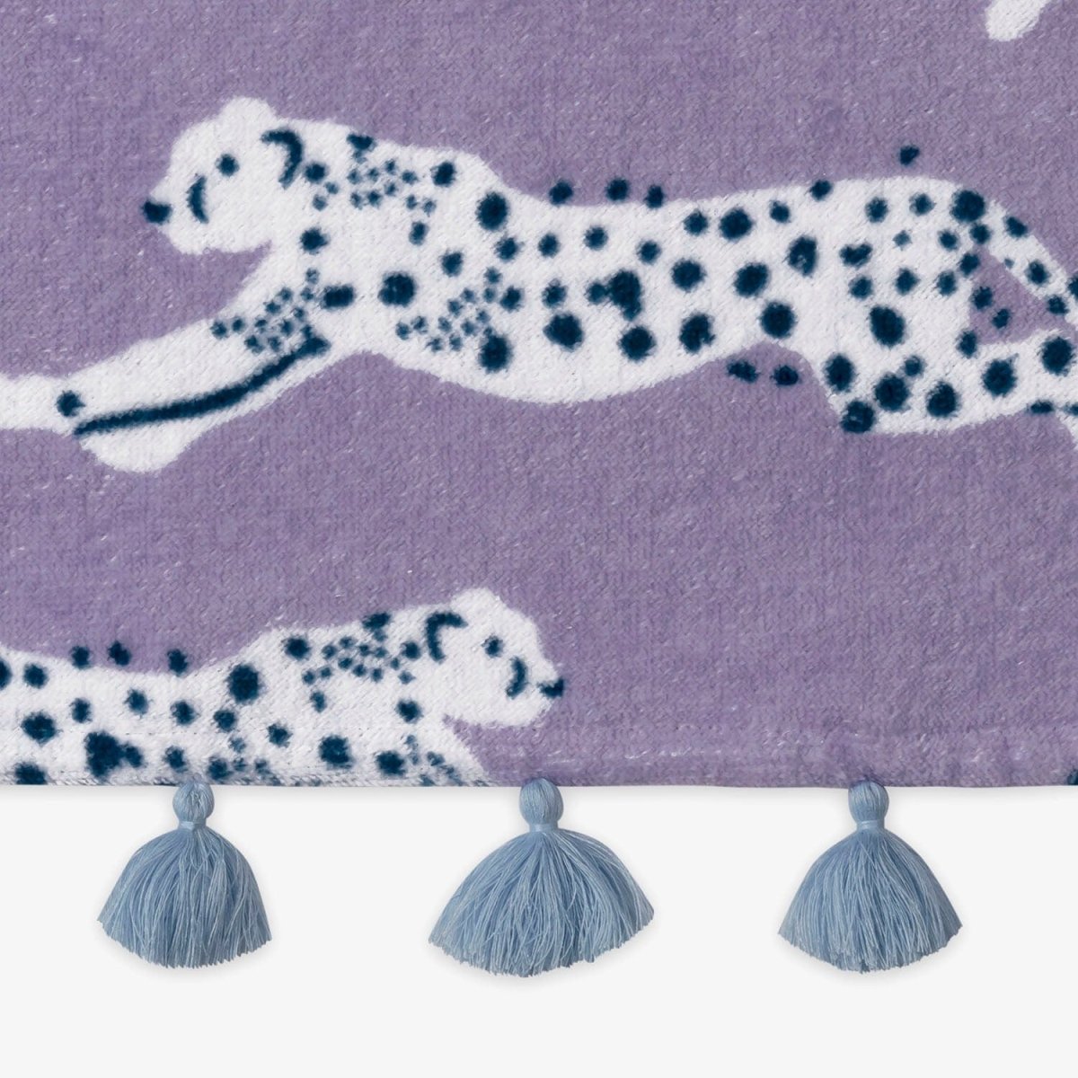 Matouk Schumacher Beach Towel - Lilac Purple Swatch - Leaping Leopard Towel at Fig Linens and Home