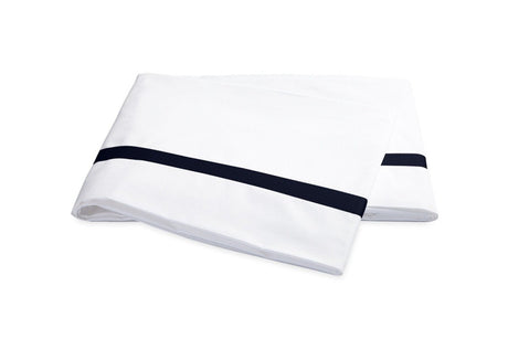 Matouk Lowell Navy Flat Sheet | Percale Bedding at Fig Linens