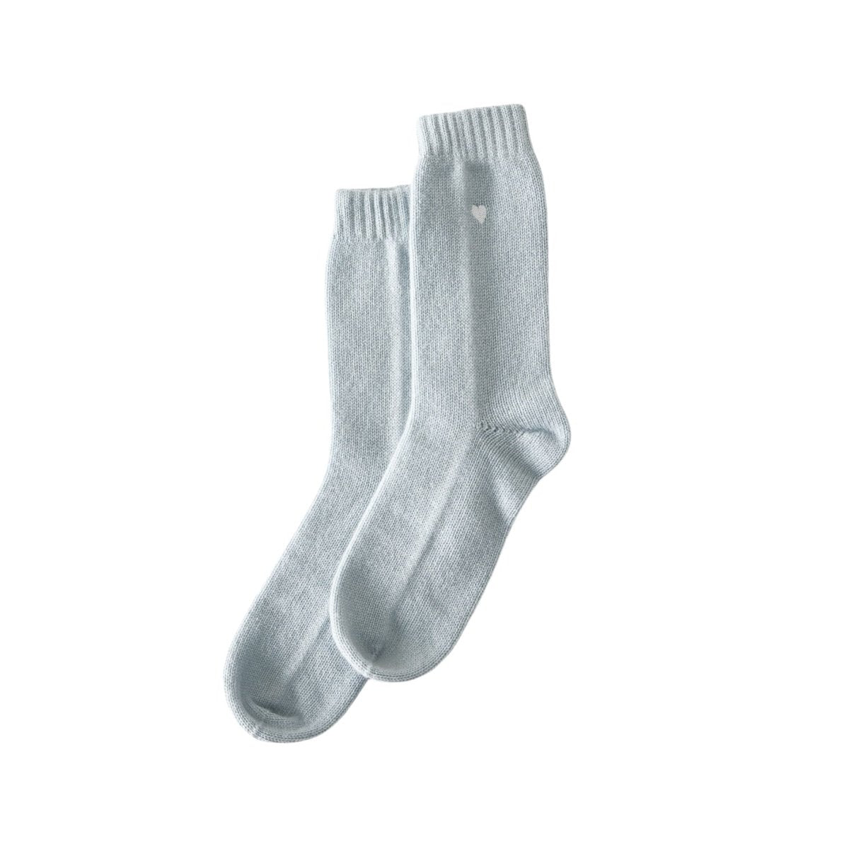 Matouk Cashmere Socks - Bluebell 100% Cashmere Slipper Sleep Socks with Heart Motif - Fig Linens