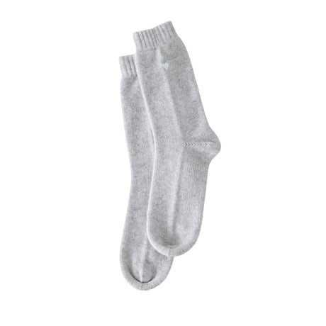 Matouk Cashmere Socks - Sterling Grey 100% Cashmere Slipper Sleep Socks with Heart Motif