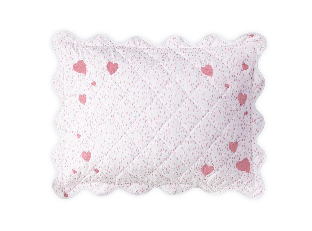 Baby Pillow - Celine Hearts Mini Pillow with Scallop by Matouk at Fig Linens and Home - Pink