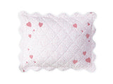 Baby Pillow - Celine Hearts Mini Pillow with Scallop by Matouk at Fig Linens and Home - Pink