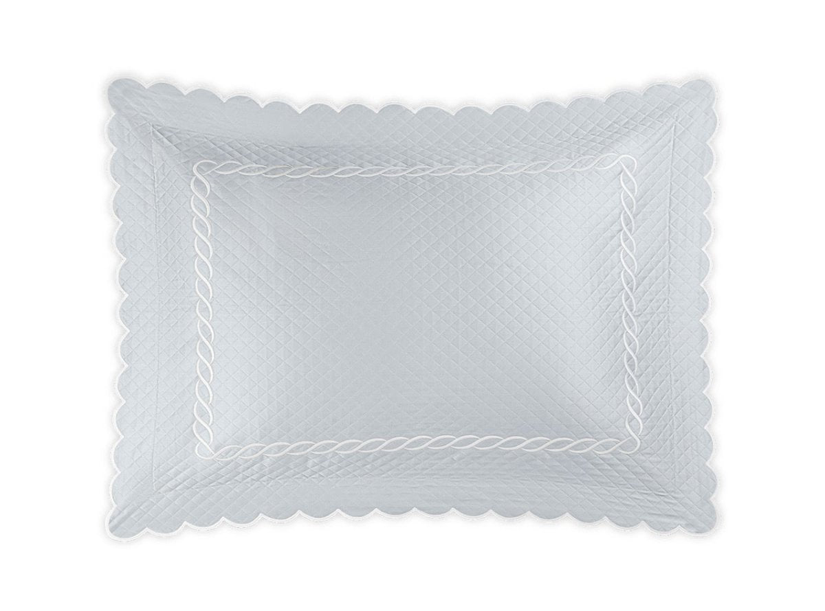 Matouk Classic Chain Scallop Matelasse Sham Pool and Bone  | Matouk at Fig Linens and Home