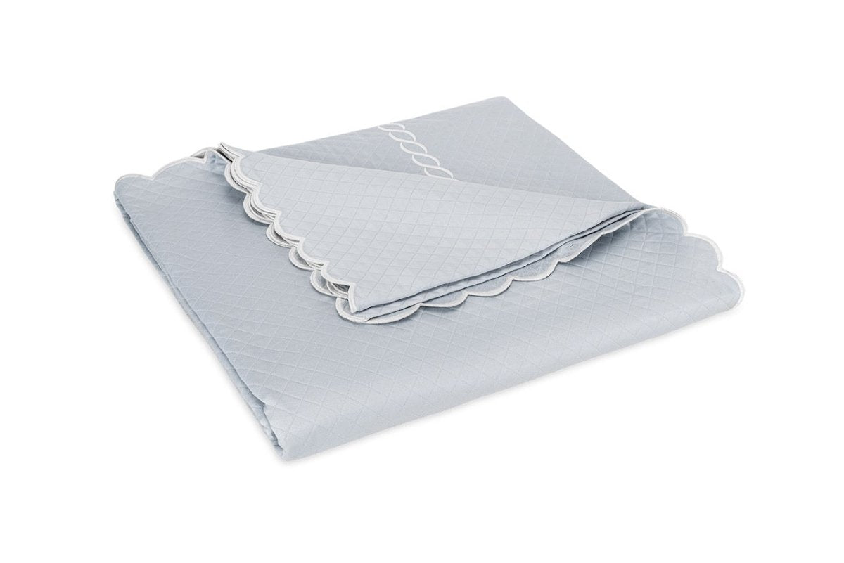 Matouk Classic Chain Scallop Matelasse coverlet Pool and Bone  | Matouk at Fig Linens and Home