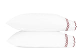 Pillowcases - Matouk Classic Chain Scallop Red Linens & Bedding at Fig Linens and Home