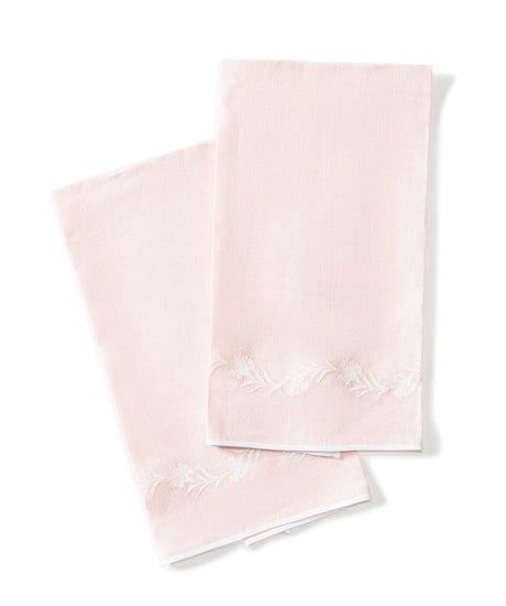 Powder Room Guest Towels - Matouk Daphne Linen Pink Set of 2 Fingertip Towels