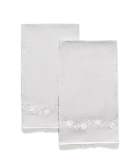 Powder Room Guest Towels - Matouk Daphne Linen Quartz Set of 2 Fingertip Towels