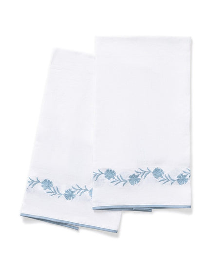 Powder Room Guest Towels - Matouk Daphne Linen Hazy Blue Set of 2 Fingertip Towels